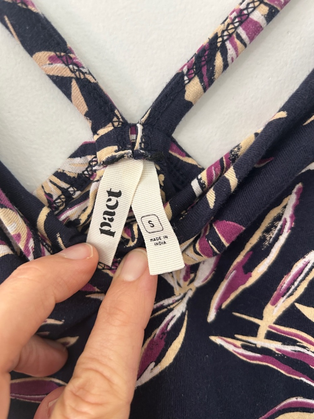 Pact Organic Cotton Dress Size S Navy Floral Midi Tank Resortwear Boat - Picture 4 of 15